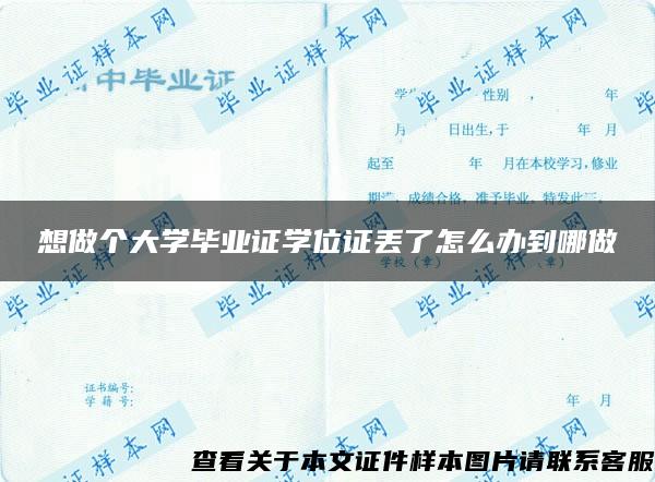 想做个大学毕业证学位证丢了怎么办到哪做