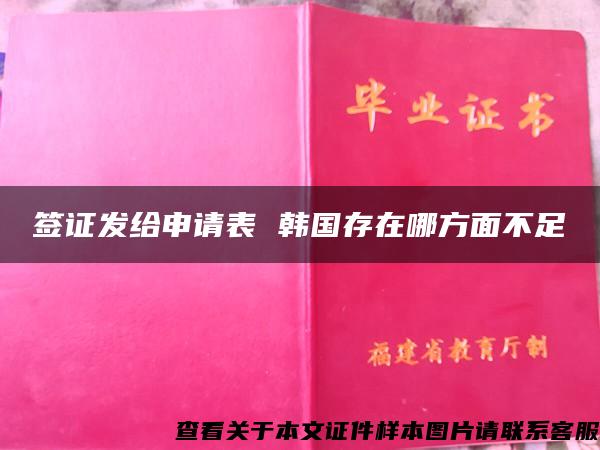 签证发给申请表 韩国存在哪方面不足