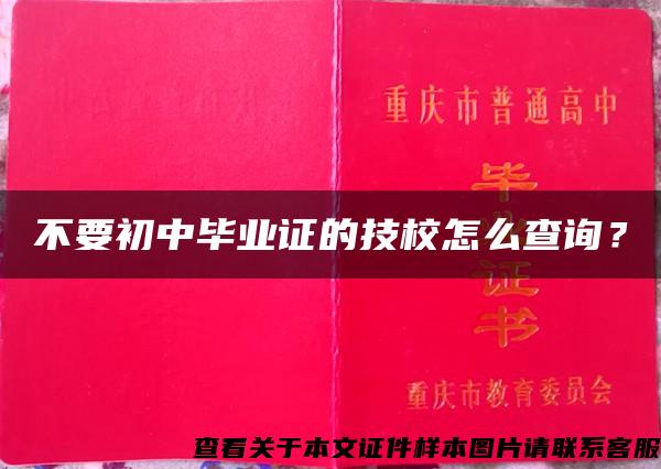 不要初中毕业证的技校怎么查询？