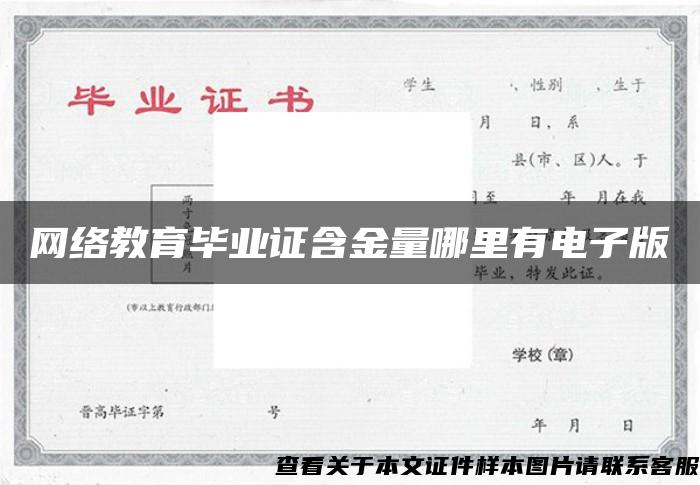 网络教育毕业证含金量哪里有电子版