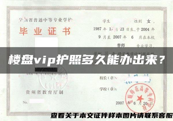 楼盘vip护照多久能办出来？