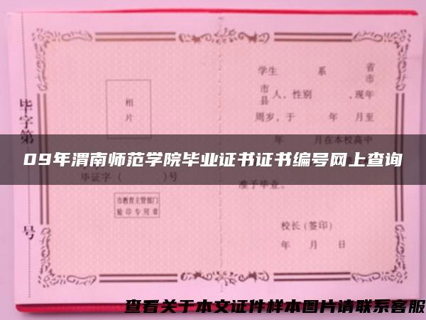 09年渭南师范学院毕业证书证书编号网上查询