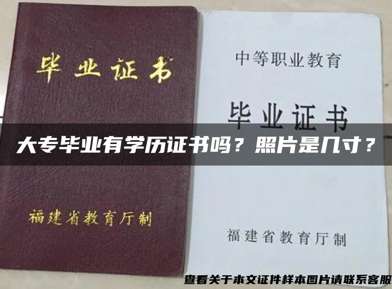 大专毕业有学历证书吗？照片是几寸？