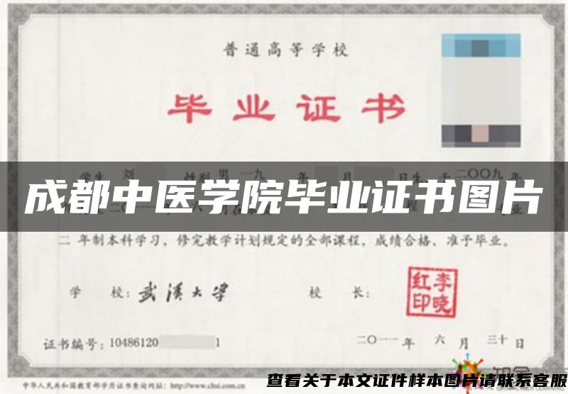 成都中医学院毕业证书图片