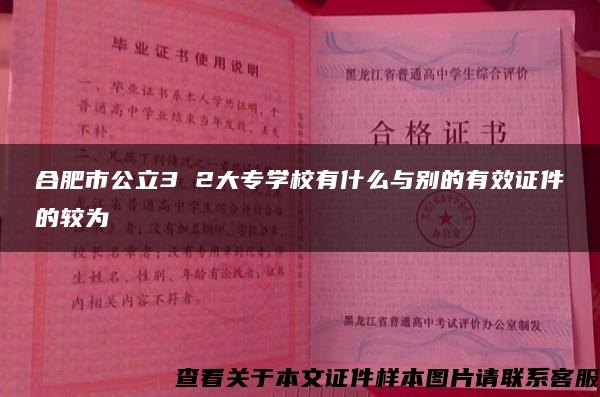 合肥市公立3 2大专学校有什么与别的有效证件的较为