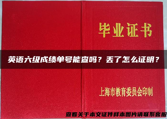 英语六级成绩单号能查吗？丢了怎么证明？