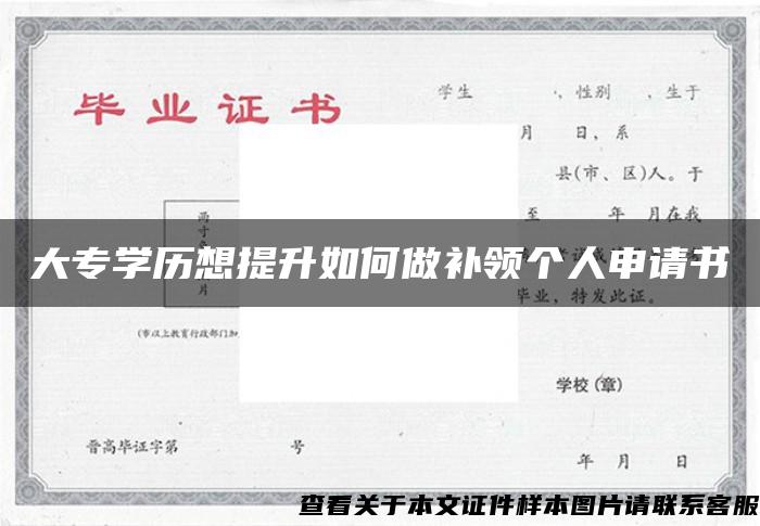 大专学历想提升如何做补领个人申请书