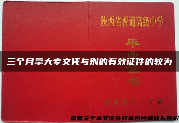 三个月拿大专文凭与别的有效证件的较为