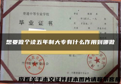 想要做个读五年制大专有什么作用到哪做