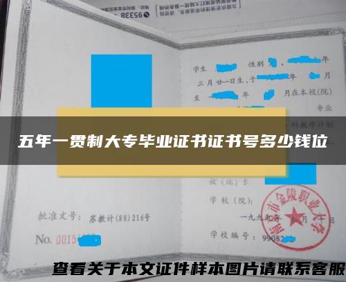 五年一贯制大专毕业证书证书号多少钱位