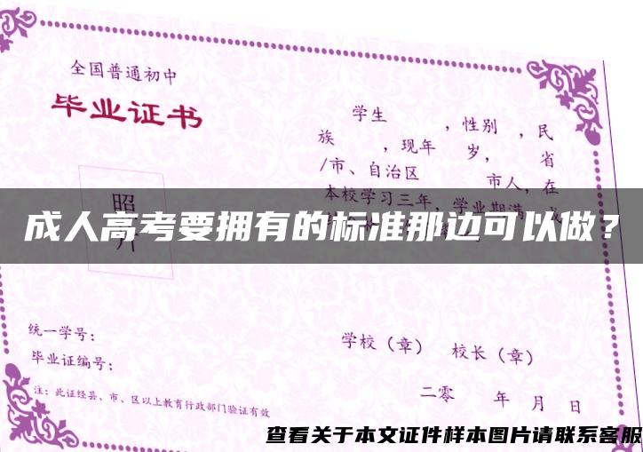 成人高考要拥有的标准那边可以做？