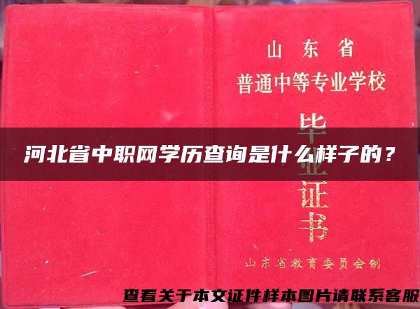 河北省中职网学历查询是什么样子的？