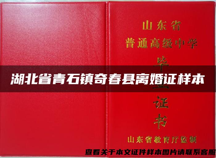 湖北省青石镇奇春县离婚证样本