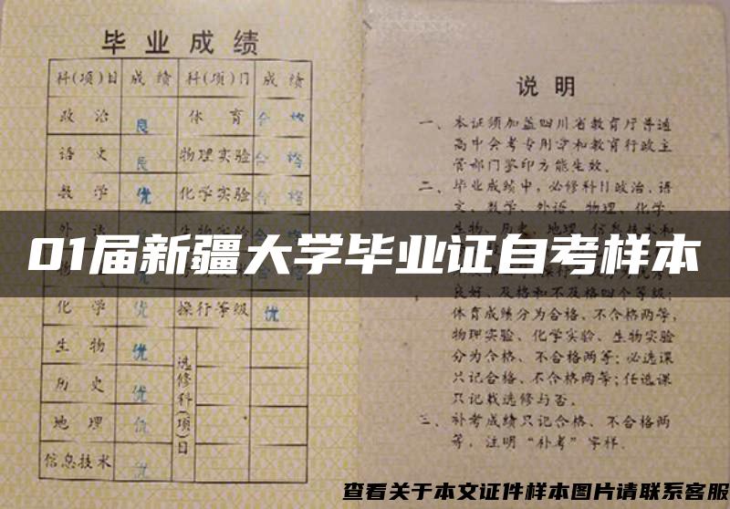 01届新疆大学毕业证自考样本