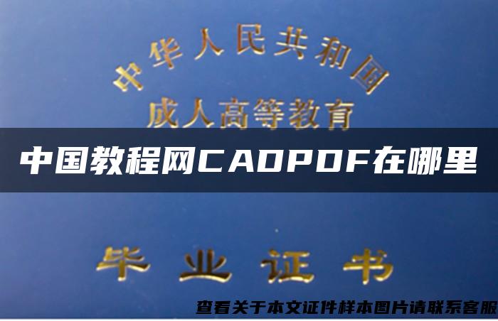 中国教程网CADPDF在哪里