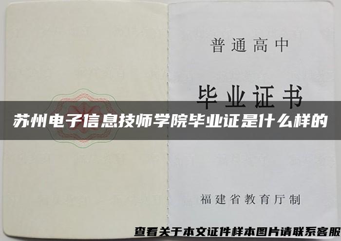 苏州电子信息技师学院毕业证是什么样的