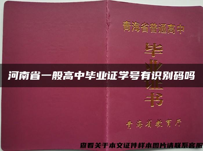 河南省一般高中毕业证学号有识别码吗