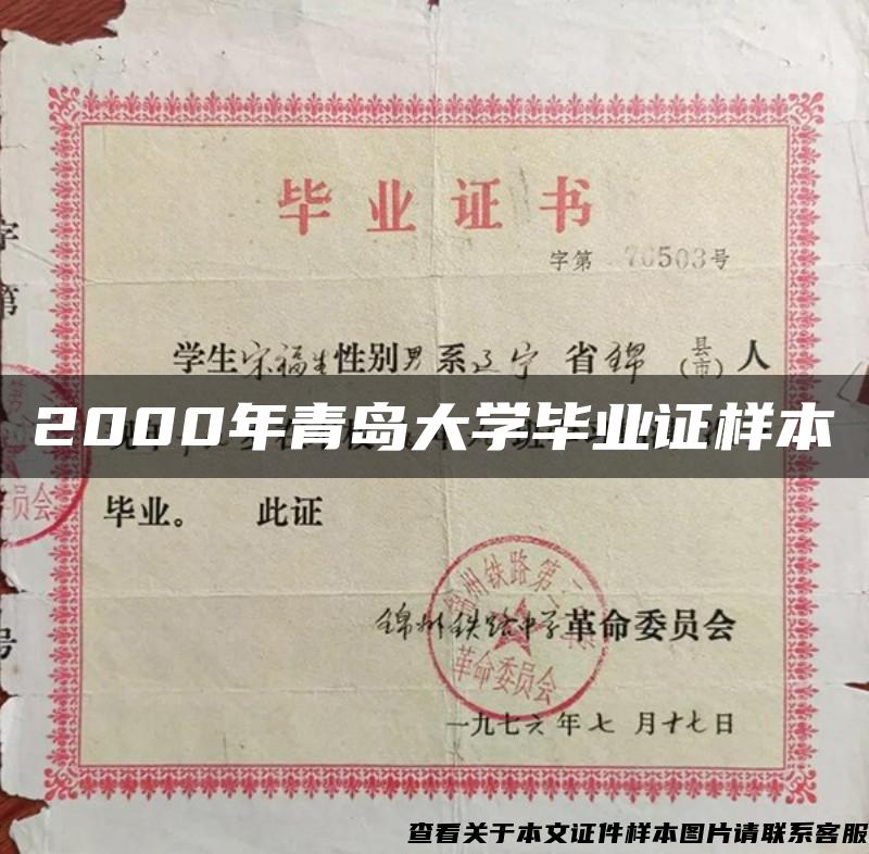 2000年青岛大学毕业证样本