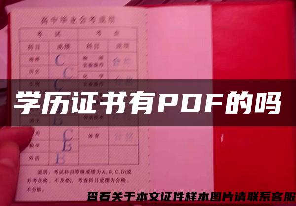 学历证书有PDF的吗