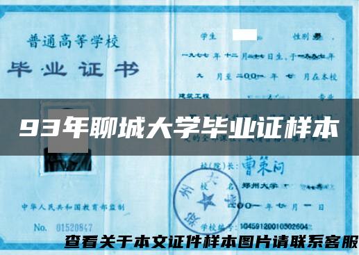 93年聊城大学毕业证样本