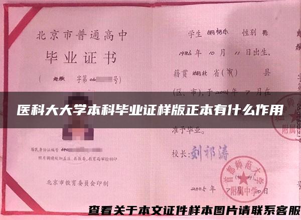 医科大大学本科毕业证样版正本有什么作用