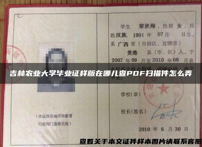 吉林农业大学毕业证样版在哪儿查PDF扫描件怎么弄