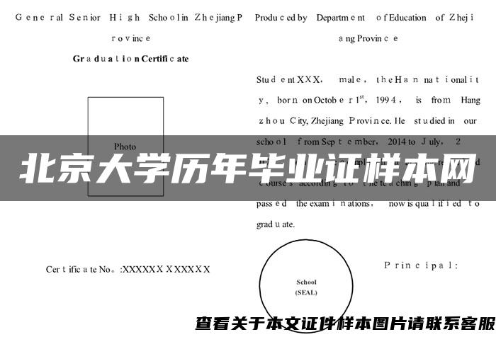 北京大学历年毕业证样本网