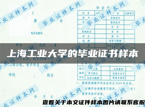 上海工业大学的毕业证书样本