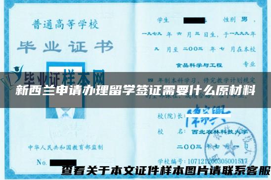 新西兰申请办理留学签证需要什么原材料