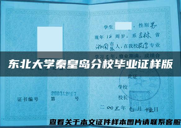 东北大学秦皇岛分校毕业证样版