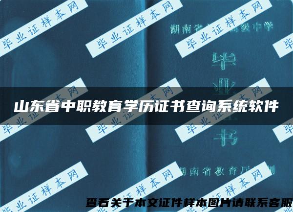 山东省中职教育学历证书查询系统软件