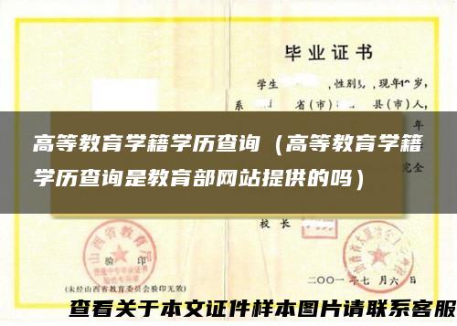 高等教育学籍学历查询（高等教育学籍学历查询是教育部网站提供的吗）