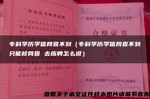 专科学历学信网查不到（专科学历学信网查不到只能校网查 去应聘怎么说）