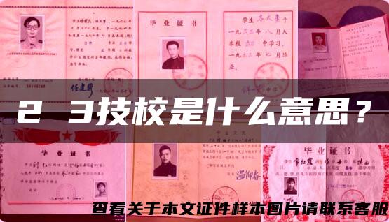 2 3技校是什么意思？