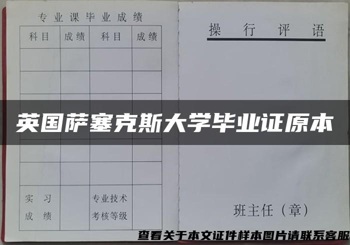 英国萨塞克斯大学毕业证原本