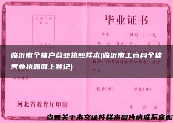 临沂市个体户营业执照样本(临沂市工商局个体营业执照网上登记)