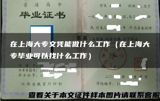 在上海大专文凭能做什么工作（在上海大专毕业可以找什么工作）