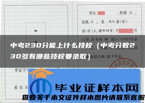 中考230分能上什么技校（中考分数230多有哪些技校要录取）