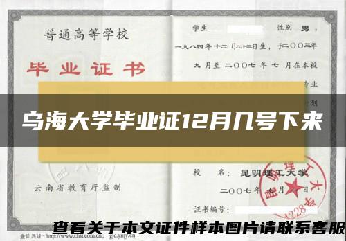 乌海大学毕业证12月几号下来