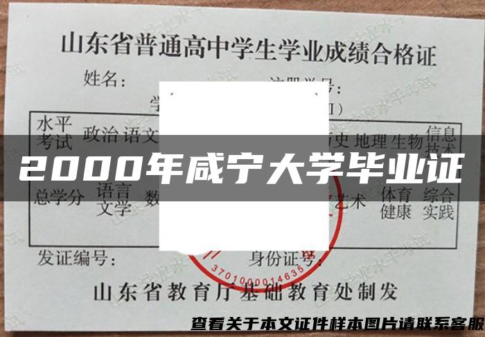 2000年咸宁大学毕业证