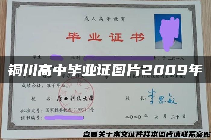 铜川高中毕业证图片2009年