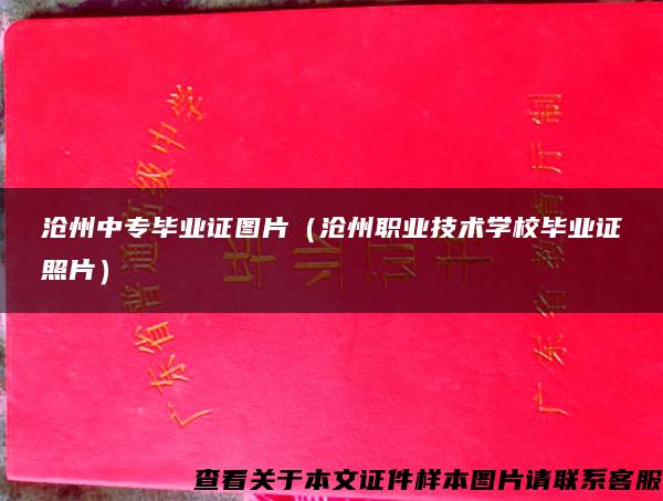 沧州中专毕业证图片（沧州职业技术学校毕业证照片）