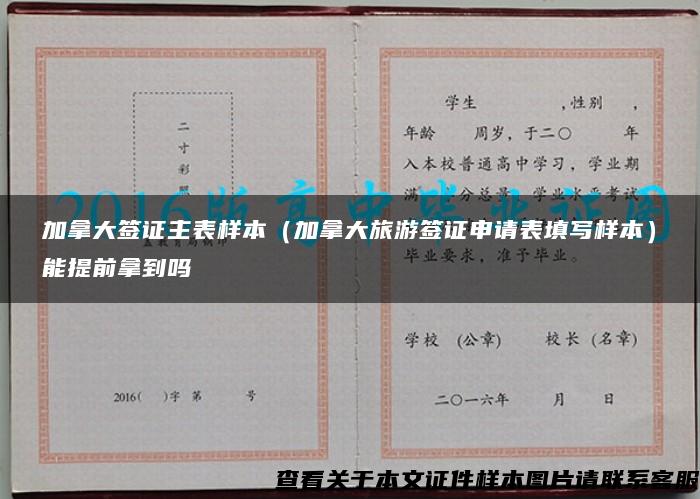 加拿大签证主表样本（加拿大旅游签证申请表填写样本）能提前拿到吗