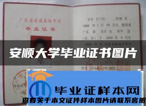 安顺大学毕业证书图片