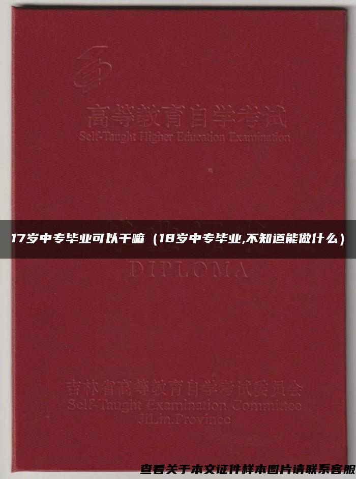 17岁中专毕业可以干嘛（18岁中专毕业,不知道能做什么）