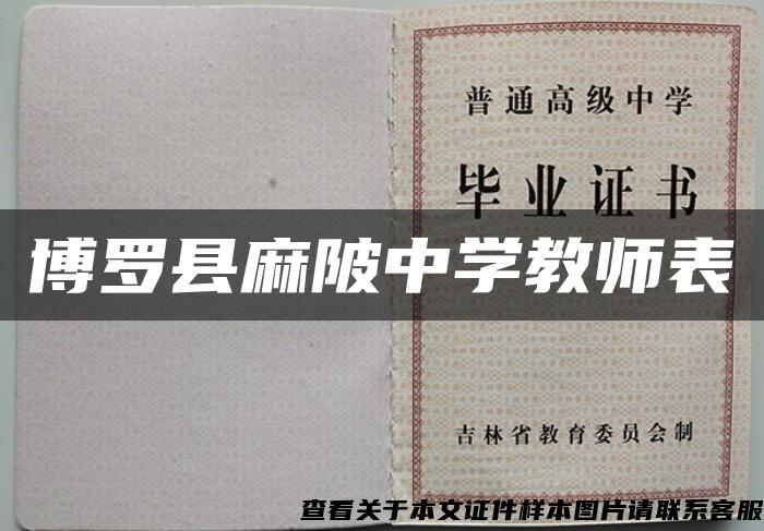 博罗县麻陂中学教师表