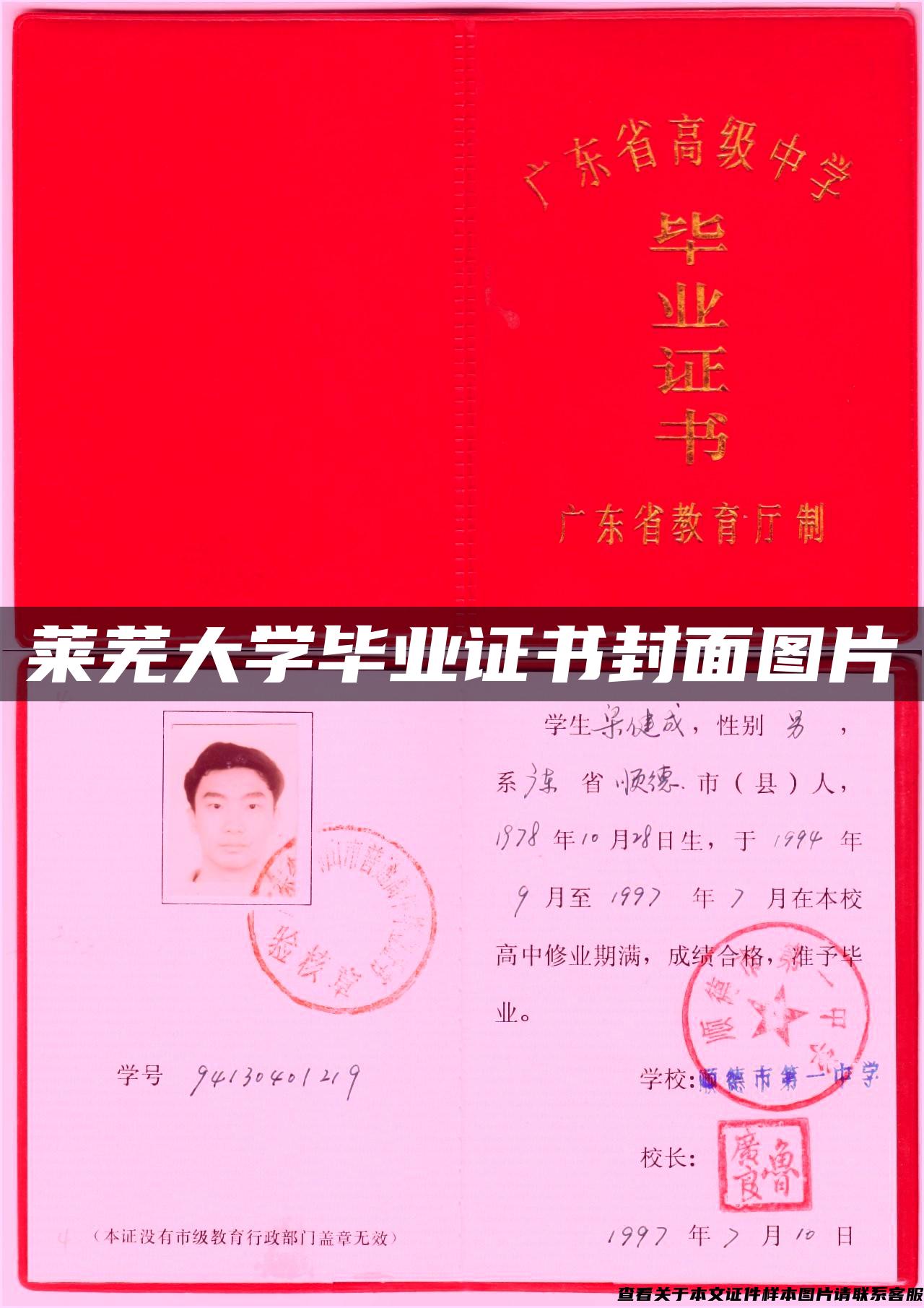 莱芜大学毕业证书封面图片