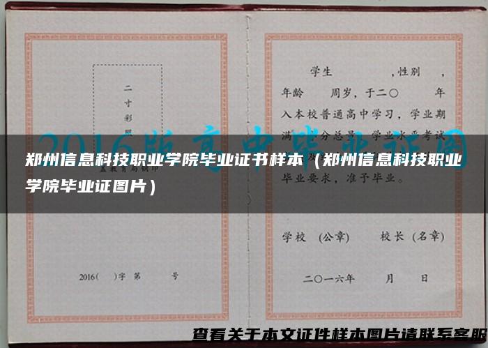 郑州信息科技职业学院毕业证书样本（郑州信息科技职业学院毕业证图片）