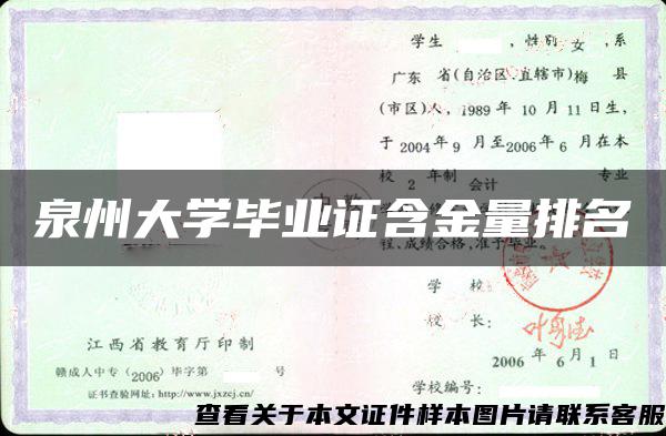 泉州大学毕业证含金量排名