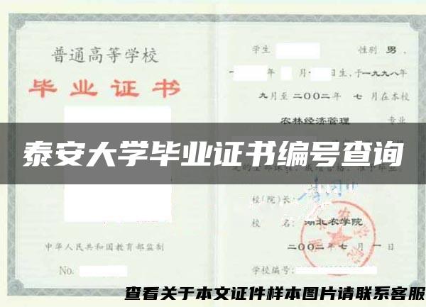 泰安大学毕业证书编号查询